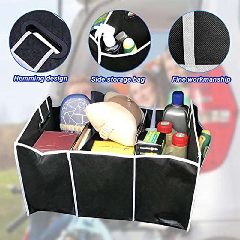 Portable 3-Compartment Foldabl - Car Trunk Organizer Foldable Storage Box recension och pris