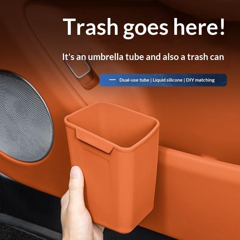 New Silicone Car Door Cup Hold - Waterproof Car Trash Can With Lid recension och pris